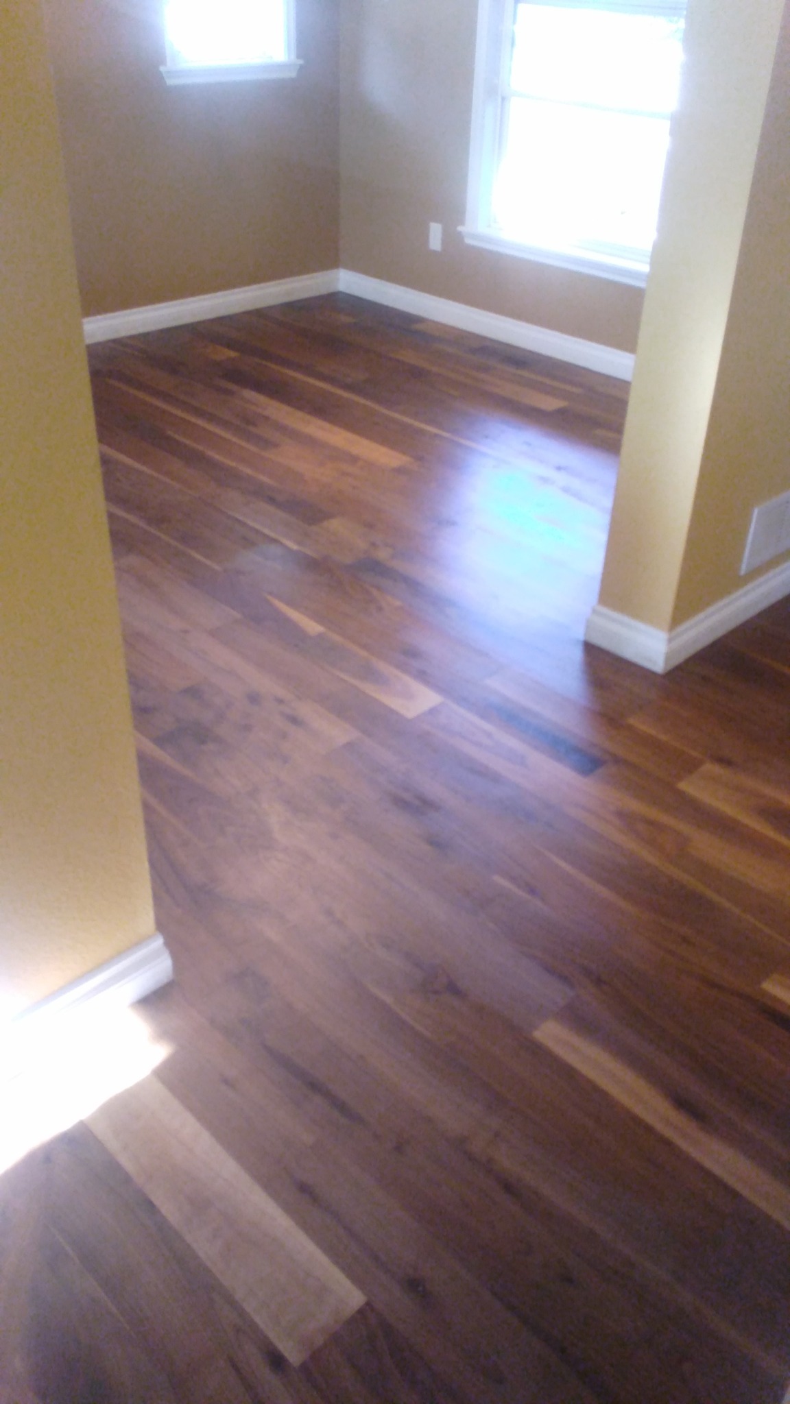 Dark stained hardwood floor
