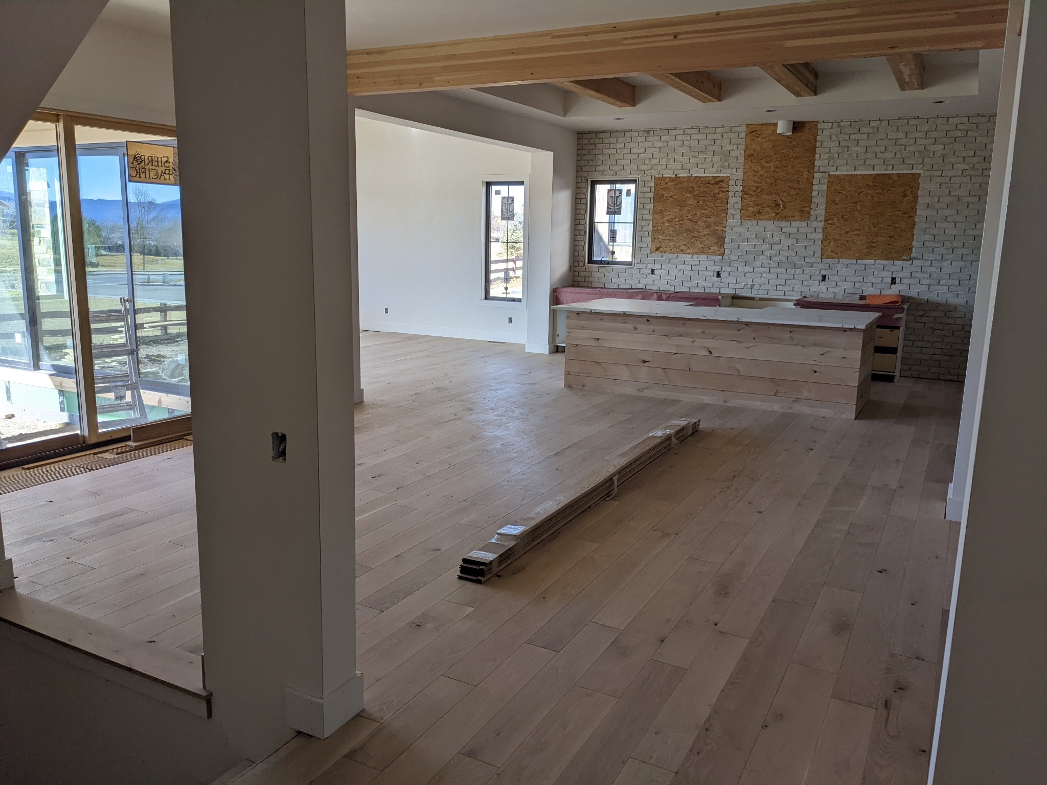 Wide hardwood flooring installation