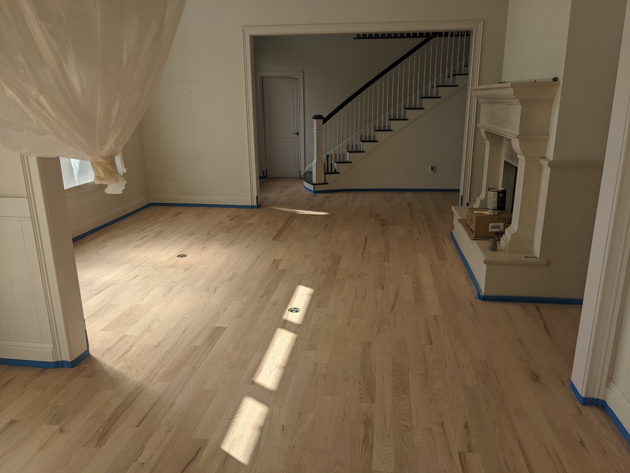 Natural hardwood floor in living room