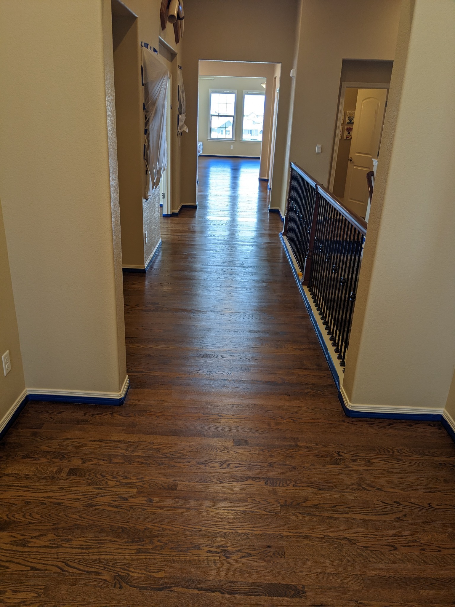 Finished dark hardwood floor in a home
